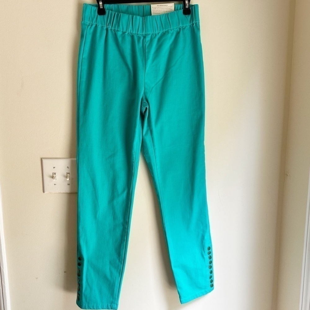 NWT Soft Surroundings Metro Colorful Ankle Pants Teal - Picture 2 of 6
